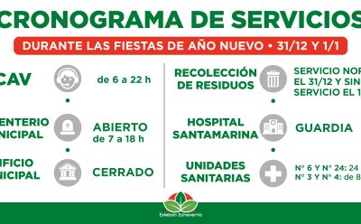 CRONOGRAMA DE SERVICIOS MUNICIPALES DURANTE LAS FIESTAS DE AÑO NUEVO