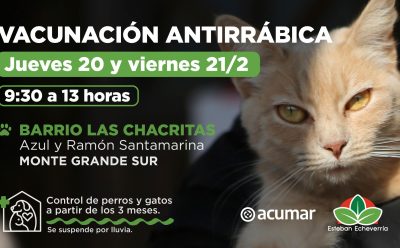 EL MUNICIPIO REALIZARÁ UN OPERATIVO DE VACUNACIÓN ANTIRRÁBICA EN MONTE GRANDE SUR