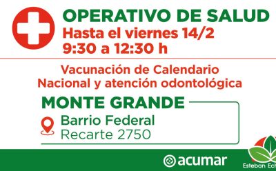 CONTINÚAN LOS OPERATIVOS DE SALUD EN MONTE GRANDE