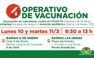 AVANZAN LOS OPERATIVOS GRATUITOS DE VACUNACIÓN EN ESTEBAN ECHEVERRÍA