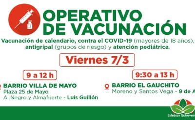 OPERATIVOS DE VACUNACIÓN EN 9 DE ABRIL Y LUIS GUILLÓN