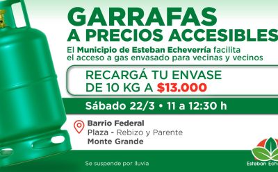 NUEVO OPERATIVO DE RECARGA DE GARRAFAS A VALOR SOCIAL EN MONTE GRANDE