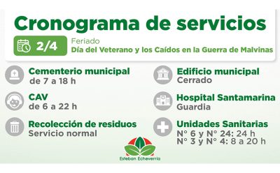 CRONOGRAMA DE SERVICIOS MUNICIPALES DURANTE EL PRÓXIMO FERIADO