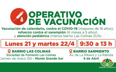 AVANZAN LOS OPERATIVOS GRATUITOS DE VACUNACIÓN EN ESTEBAN ECHEVERRÍA