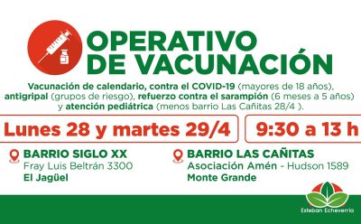 AVANZAN LOS OPERATIVOS GRATUITOS DE VACUNACIÓN EN ESTEBAN ECHEVERRÍA