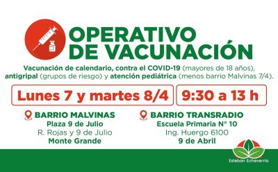 AVANZAN LOS OPERATIVOS GRATUITOS DE VACUNACIÓN EN ESTEBAN ECHEVERRÍA