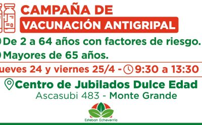 OPERATIVOS GRATUITOS DE VACUNACIÓN ANTIGRIPAL PARA PERSONAS CON FACTORES DE RIESGO Y MAYORES DE 65 AÑOS