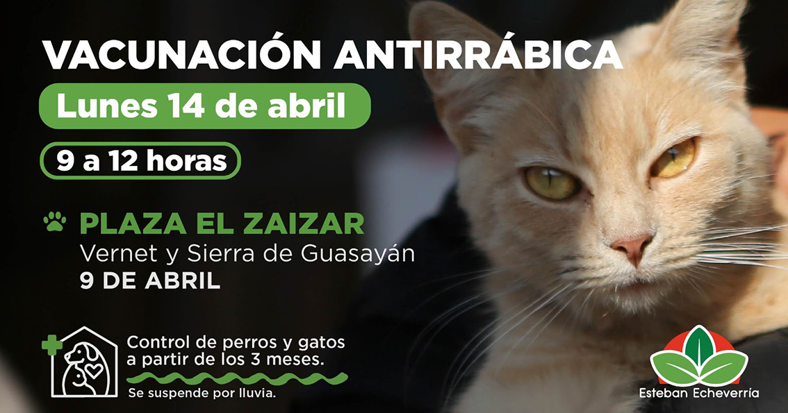 EL MUNICIPIO REALIZARÁ UN OPERATIVO DE VACUNACIÓN ANTIRRÁBICA EN 9 DE ABRIL