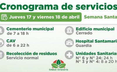 CRONOGRAMA DE SERVICIOS DURANTE SEMANA SANTA