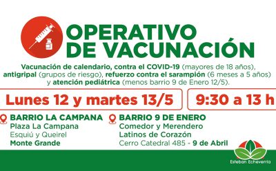 AVANZAN LOS OPERATIVOS GRATUITOS DE VACUNACIÓN EN ESTEBAN ECHEVERRÍA