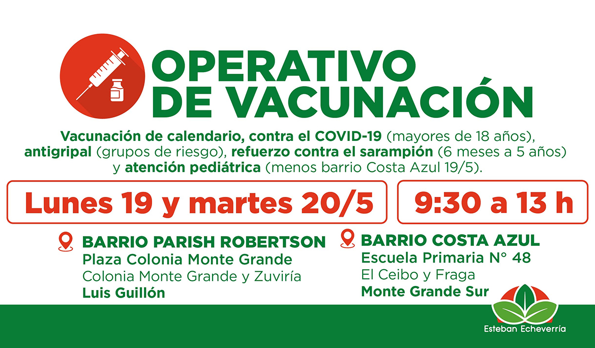 AVANZAN LOS OPERATIVOS GRATUITOS DE VACUNACIÓN EN ESTEBAN ECHEVERRÍA