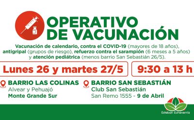 AVANZAN LOS OPERATIVOS GRATUITOS DE VACUNACIÓN EN ESTEBAN ECHEVERRÍA