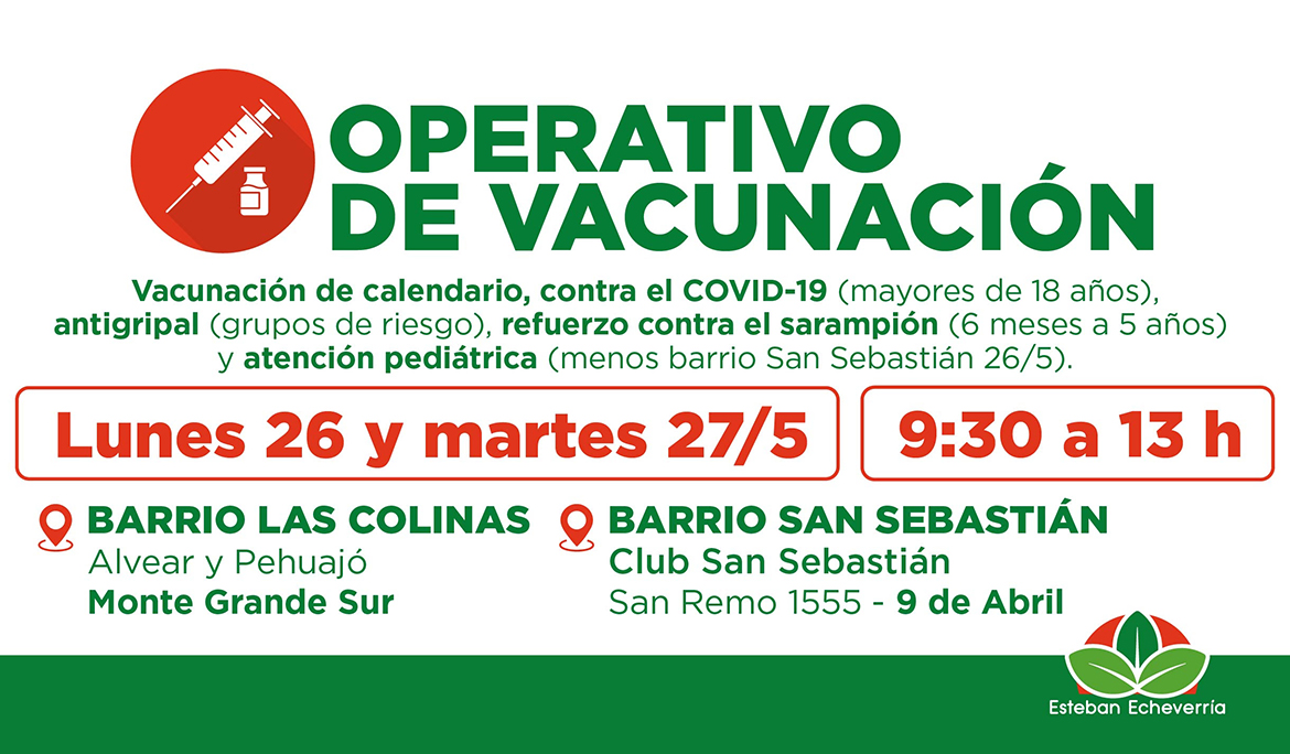 AVANZAN LOS OPERATIVOS GRATUITOS DE VACUNACIÓN EN ESTEBAN ECHEVERRÍA