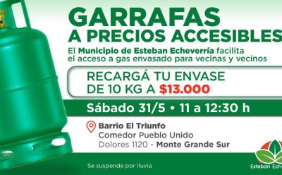 NUEVO OPERATIVO DE RECARGA DE GARRAFAS A VALOR SOCIAL EN MONTE GRANDE SUR