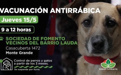 MONTE GRANDE: EL MUNICIPIO REALIZARÁ UN OPERATIVO DE VACUNACIÓN ANTIRRÁBICA PARA PERROS Y GATOS