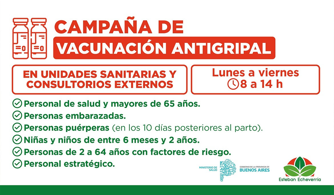 AVANZA LA CAMPAÑA DE VACUNACIÓN ANTIGRIPAL EN ESTEBAN ECHEVERRÍA