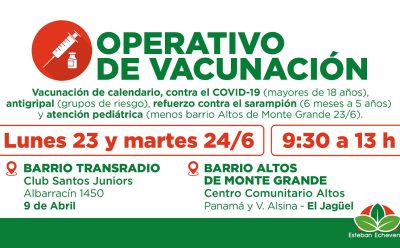 NUEVOS OPERATIVOS GRATUITOS DE VACUNACIÓN EN ESTEBAN ECHEVERRÍA