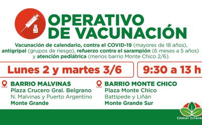 NUEVOS OPERATIVOS GRATUITOS DE VACUNACIÓN EN ESTEBAN ECHEVERRÍA