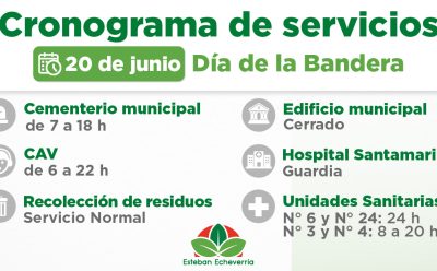 CRONOGRAMA DE SERVICIOS MUNICIPALES DURANTE EL PRÓXIMO FERIADO