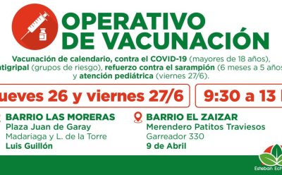 OPERATIVOS DE VACUNACIÓN GRATUITA EN LUIS GUILLÓN Y 9 DE ABRIL