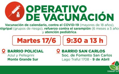 NUEVOS OPERATIVOS GRATUITOS DE VACUNACIÓN EN ESTEBAN ECHEVERRÍA