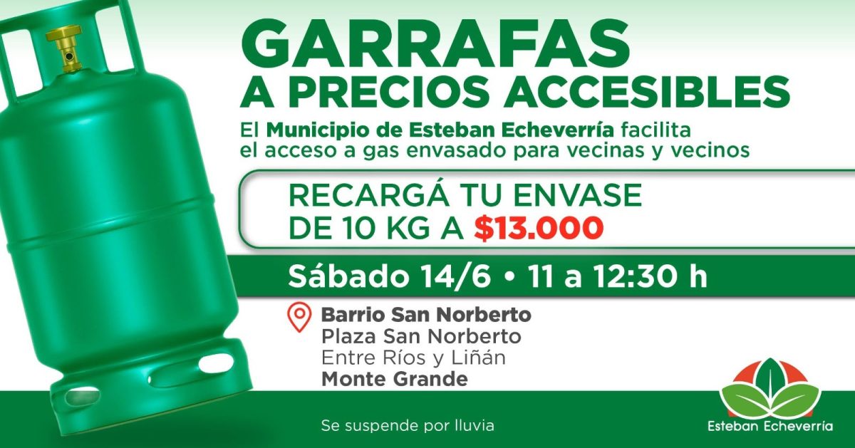 NUEVO OPERATIVO DE RECARGA DE GARRAFAS A VALOR SOCIAL EN MONTE GRANDE