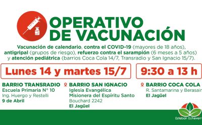 NUEVOS OPERATIVOS GRATUITOS DE VACUNACIÓN EN ESTEBAN ECHEVERRÍA