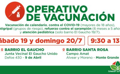 JORNADAS GRATUITAS DE VACUNACIÓN EN ESTEBAN ECHEVERRÍA