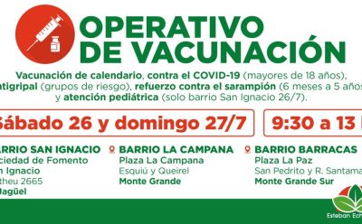 JORNADAS GRATUITAS DE VACUNACIÓN EN ESTEBAN ECHEVERRÍA
