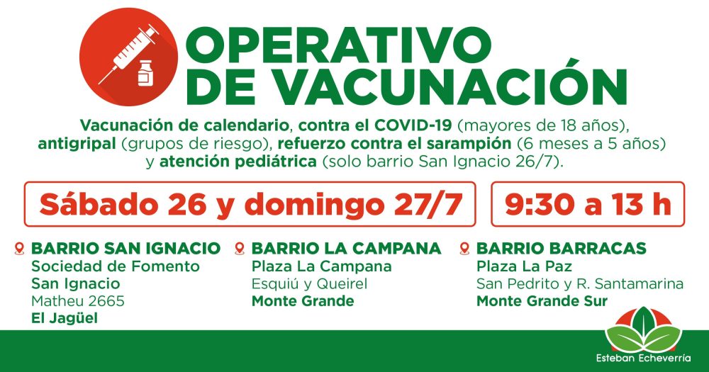 JORNADAS GRATUITAS DE VACUNACIÓN EN ESTEBAN ECHEVERRÍA