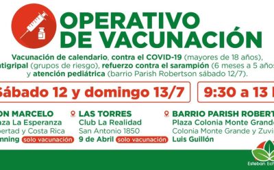 JORNADAS GRATUITAS DE VACUNACIÓN EN ESTEBAN ECHEVERRÍA
