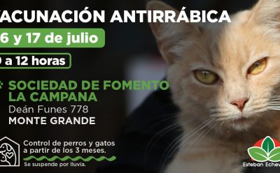 EL MUNICIPIO REALIZARÁ UN OPERATIVO DE VACUNACIÓN ANTIRRÁBICA EN MONTE GRANDE