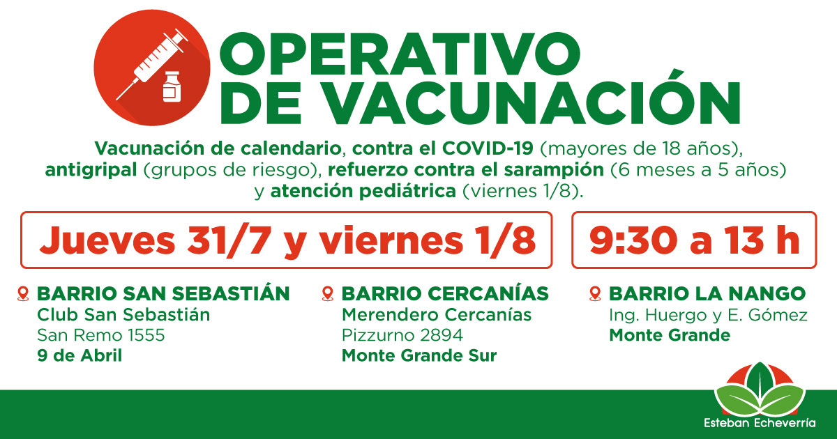 OPERATIVOS TERRITORIALES DE VACUNACIÓN GRATUITA EN EL DISTRITO