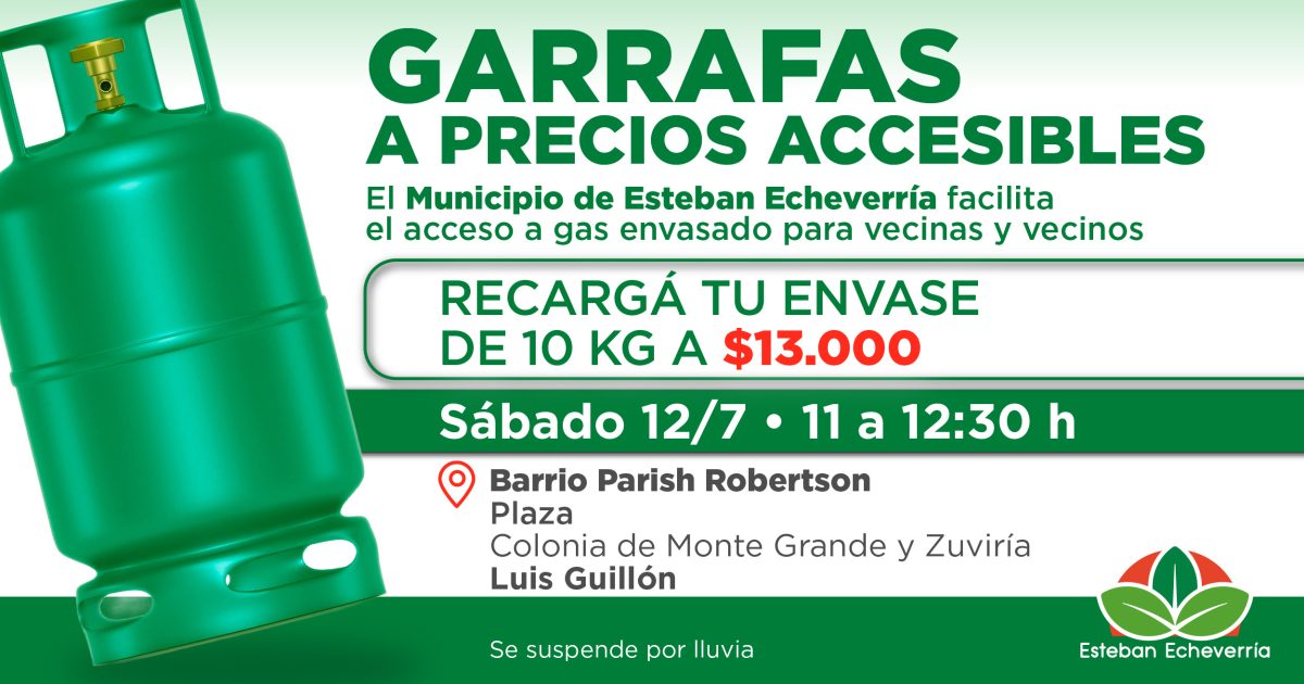 EL MUNICIPIO REALIZARÁ UN OPERATIVODE RECARGA DE GARRAFAS A PRECIO SOCIAL EN LUIS GUILLÓN