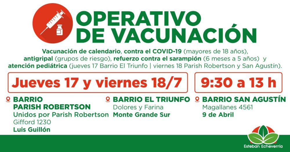 OPERATIVOS TERRITORIALES DE VACUNACIÓN GRATUITA EN EL DISTRITO
