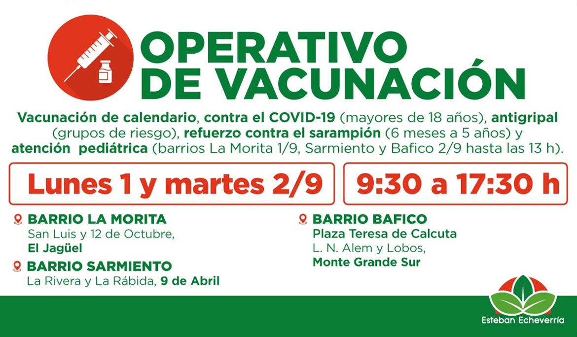 NUEVOS OPERATIVOS TERRITORIALES DE VACUNACIÓN GRATUITA EN EL DISTRITO