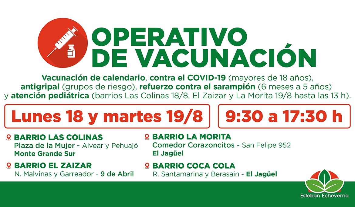 NUEVOS OPERATIVOS TERRITORIALES DE VACUNACIÓN GRATUITA EN EL DISTRITO