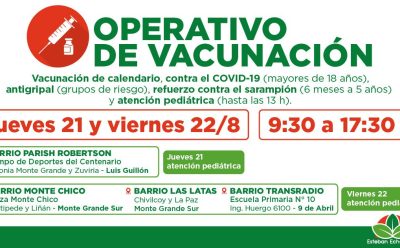 AVANZAN LOS OPERATIVOS GRATUITOS DE VACUNACIÓN EN ESTEBAN ECHEVERRÍA