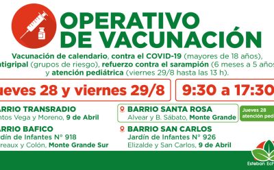 AVANZAN LOS OPERATIVOS GRATUITOS DE VACUNACIÓN EN ESTEBAN ECHEVERRÍA