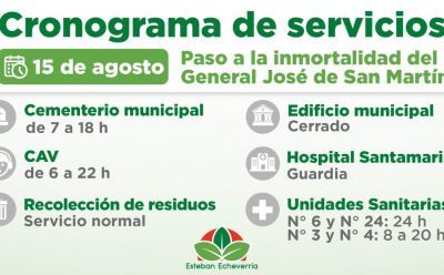 CRONOGRAMA DE SERVICIOS MUNICIPALES DURANTE EL DÍA NO LABORABLE