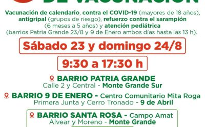 NUEVOS OPERATIVOS GRATUITOS DE VACUNACIÓN EN ESTEBAN ECHEVERRÍA