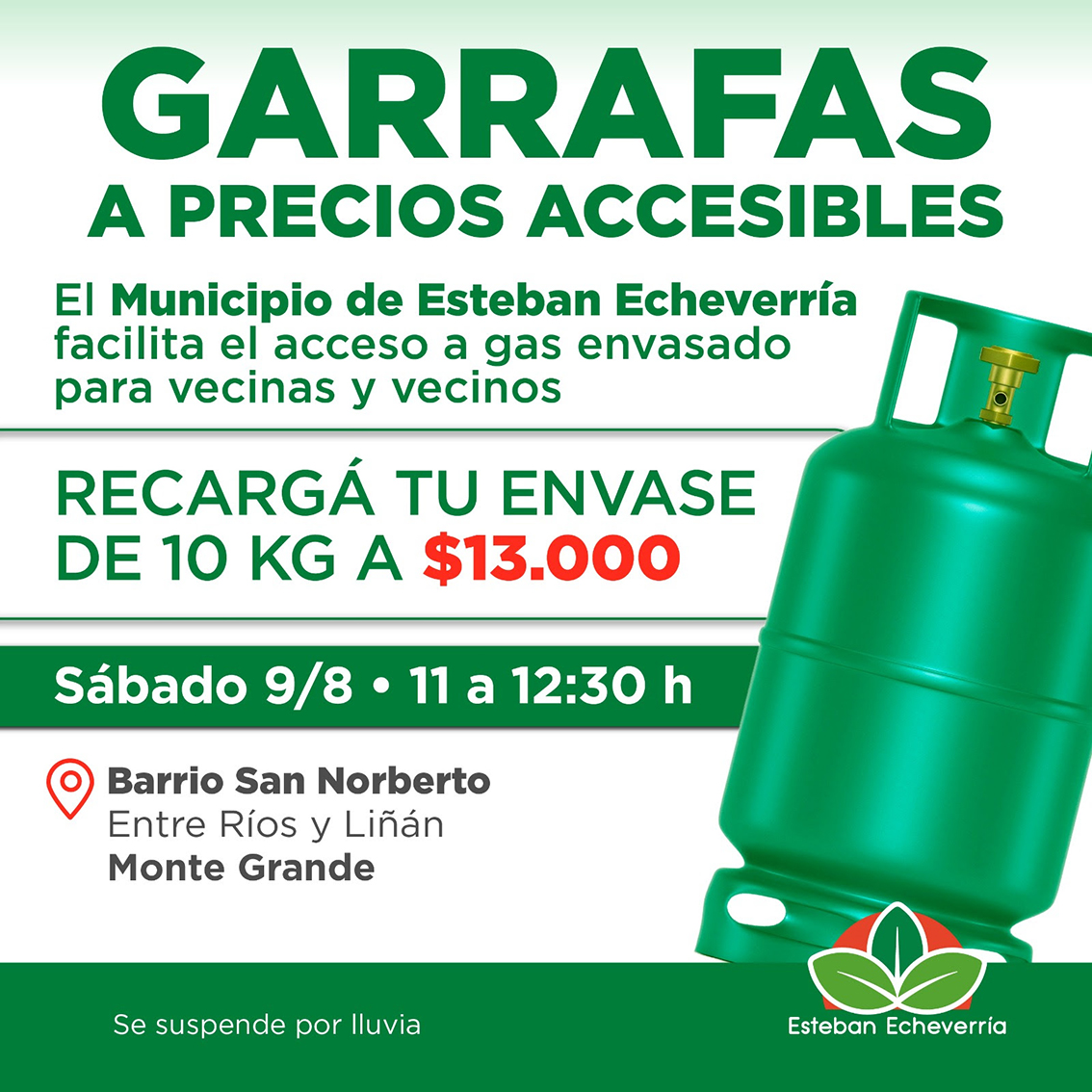 NUEVO OPERATIVO DE RECARGA DE GARRAFAS A VALOR SOCIAL EN MONTE GRANDE