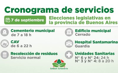 CRONOGRAMA DE SERVICIOS MUNICIPALES DURANTE EL DÍA DE LAS ELECCIONES LEGISLATIVAS
