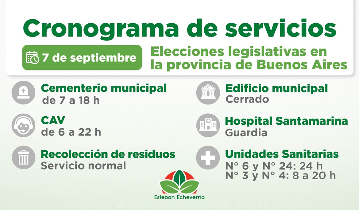CRONOGRAMA DE SERVICIOS MUNICIPALES DURANTE EL DÍA DE LAS ELECCIONES LEGISLATIVAS