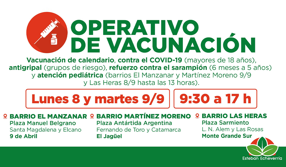 NUEVOS OPERATIVOS TERRITORIALES DE VACUNACIÓN GRATUITA EN EL DISTRITO