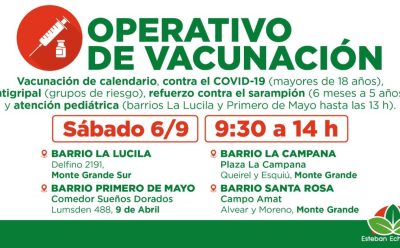 NUEVOS OPERATIVOS GRATUITOS DE VACUNACIÓN EN ESTEBAN ECHEVERRÍA