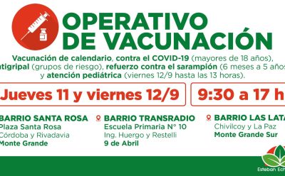AVANZAN LOS OPERATIVOS GRATUITOS DE VACUNACIÓN EN ESTEBAN ECHEVERRÍA