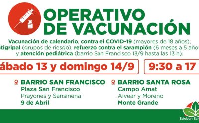 NUEVOS OPERATIVOS GRATUITOS DE VACUNACIÓN EN ESTEBAN ECHEVERRÍA