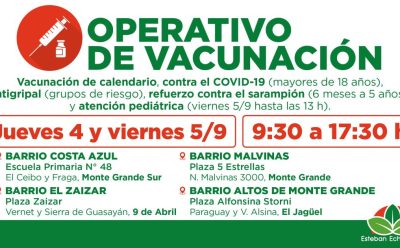 AVANZAN LOS OPERATIVOS GRATUITOS DE VACUNACIÓN EN ESTEBAN ECHEVERRÍA