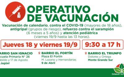 NUEVOS OPERATIVOS GRATUITOS DE VACUNACIÓN EN ESTEBAN ECHEVERRÍA